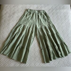 Sage Wide Leg Tiered Cropped Palazzo Pants